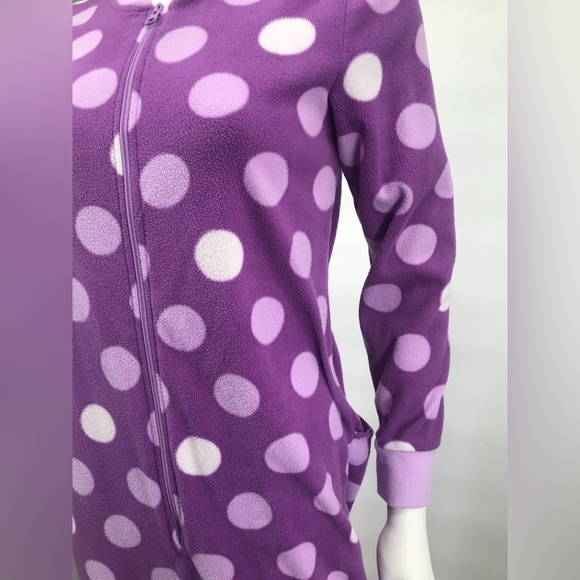 Whimsical Owl Face Polka Dot Fleece Onesie - Picture 4 of 7